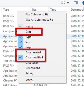 Disable "Date", Enable "Date Modified"