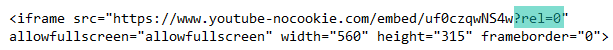 YouTube Embed code - ?rel=0 added